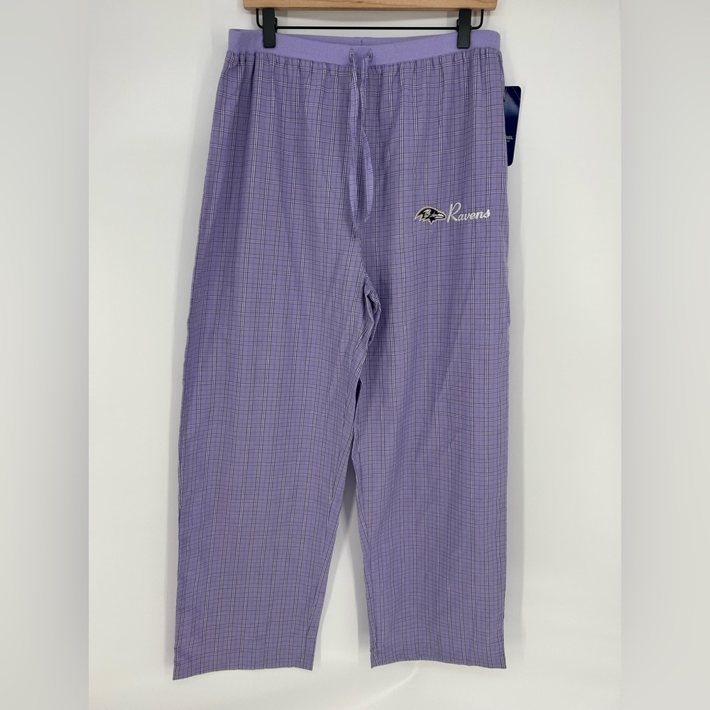 "NWT" NFL Baltimore Ravens Purple Plaid Women's Pajama Pants In Size Large